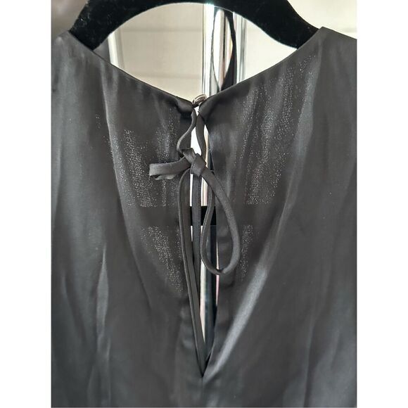 3.1 PHILLIP LIM V-Neck Satin Sleeveless Peplum Tank Womens 2 Black‎ - Picture 4 of 7